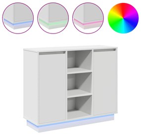 vidaXL Κονσόλα με LED Λευκή 90x32x75 εκ. Κατασκευασμένο ξύλο