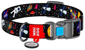 Nylon dog collar with QR code Waudog "NASA" size M