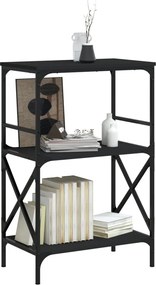 vidaXL Βιβλιοθήκη 3 Επιπέδων Μαύρη 59x35x90,5 εκ. Επεξεργασμένο Ξύλο