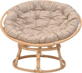 Πολυθρόνα Servey pakoworld rattan σε φυσική απόχρωση-μπεζ μαξιλάρι Φ115x58εκ