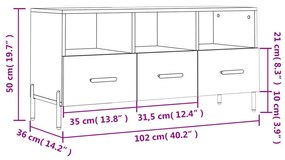 Έπιπλο Τηλεόρασης Γυαλ. Λευκό 102x36x50 εκ. Επεξεργασμένο Ξύλο - Λευκό