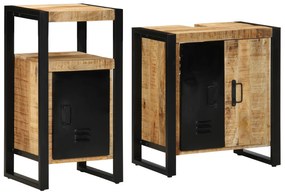vidaXL Σετ Επίπλων Μπάνιου με ράφι 2 pcs Καφέ Στέρεο τραχύ ξύλο μάνγκο