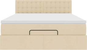 vidaXL Οθωμανικό κρεβάτι με στρώμα Cream 140x190cm ύφασμα