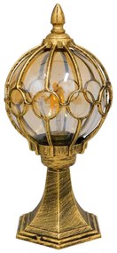 GloboStar® ETOILE 00986 Vintage Φωτιστικό Δαπέδου Μονόφωτο 1 x E27 Μπρονζέ Χρυσό Μεταλλικό Πλέγμα με Μελί Γυάλινη Μπάλα D18 x H38cm