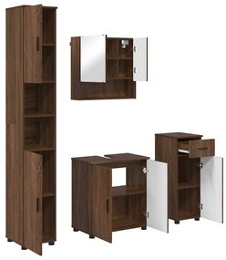 vidaXL Σετ Επίπλων Μπάνιου με συρτάρι 4 pcs Καφέ δρυς 61 x 35 x 64 εκ.