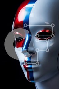 Intra Συλλεκτικό Ξύλινο Παζλ Plywood  4mm - Μανεκέν με Patriotic Face Paint Σε Ξύλινο Κουτί - Διαστάσεις Puzzle: 10x10 cm – 25 κομμάτια