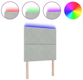 vidaXL LED Κεφαλάρι με Σχεδίαση Διαμαντιών σε Ανοιχτό Γκρι, 100 εκ, Βελούδινο