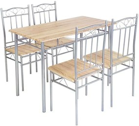 Τραπεζαρία Luton (Σετ 5Τμχ) ΕΜ9787,1 120x70x74cm Silver-Sonoma 4 Θέσεων Mdf,Μέταλλο