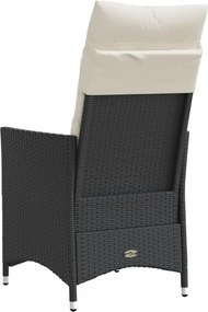 vidaXL Πολυθρόνες Κήπου Ανακλ/νες 2 τεμ. Μαύρες Συνθ. Ρατάν+Μαξιλάρια