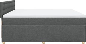 vidaXL Κρεβάτι Boxspring με Στρώμα Σκούρο Γκρι 200x200 εκ. Υφασμάτινο