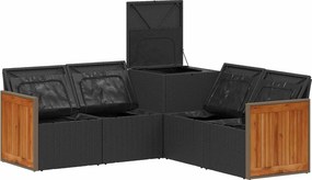 vidaXL Σετ Καναπέ 5 τμχ. Μαύρο και Κρεμ Λευκό 176 x 176 x 85 εκ