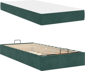 vidaXL Σκελετός κρεβατιού με στρώμα 2 pcs Πράσινο Βελούδο
