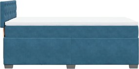 vidaXL Κρεβάτι Boxspring με Στρώμα Μπλε 90x190 εκ. Βελούδινο