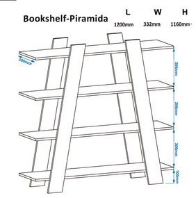 Βιβλιοθήκη PIRAMIDA Φυσικό 120x33,20x116