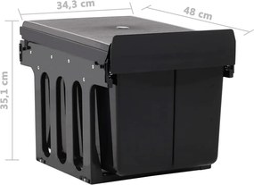 vidaXL Κάδος για Ντουλάπι Κουζίνας Συρόμενος 48 Λίτρων με Soft-Close