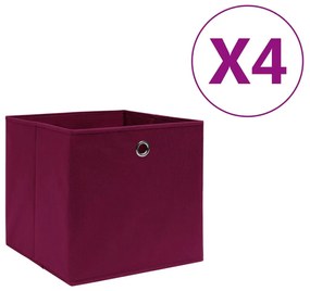 Κουτιά Αποθήκευσης 4 τεμ Σκ Κόκκινα 28x28x28εκ Ύφασμα Non-woven - Κόκκινο