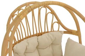 Κρεμαστή κούνια Jorg pakoworld φυσικό rattan-κρεμ μαξιλάρι 80x59x105εκ