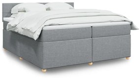 Κρεβάτι Boxspring με Στρώμα Ανοιχτό Γκρι 200x200 εκ. Υφασμάτινο - Γκρι