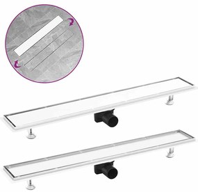 vidaXL Σιφόνι Ντουζιέρας με Κάλυμμα 2 σε 1 83x14 εκ. Ανοξείδωτο Ατσάλι