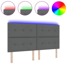 vidaXL LED Κεφαλάρι Σκούρο Γκρι 90 εκ Υφασμάτινο
