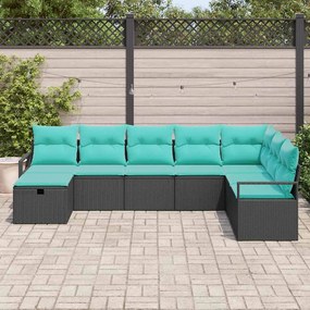 vidaXL Σετ Καναπέ με μαξιλάρι 8 pcs Μαύρο συνθετικό ρατάν