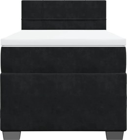 vidaXL Κρεβάτι Boxspring με Στρώμα Μαύρο 90x200 εκ. Βελούδινο