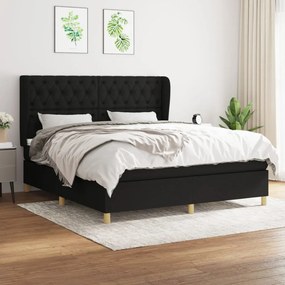 vidaXL Κρεβάτι Boxspring με Στρώμα Μαύρο 160x200 εκ. Υφασμάτινο