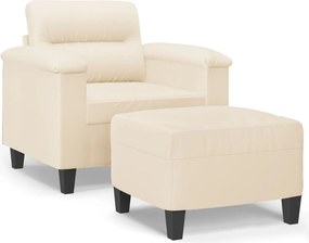vidaXL Πολυθρόνα Μπεζ 60 εκ. από Ύφασμα Μικροϊνών με Υποπόδιο