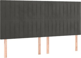 vidaXL Κρεβάτι Boxspring με Στρώμα Σκούρο Γκρι 200x200 εκ. Βελούδινο
