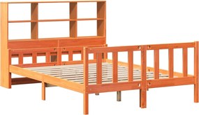 vidaXL Κρεβάτι Βιβλιοθήκη Χωρίς Στρώμα Καφέ 160x200 εκ Μασίφ Πεύκο