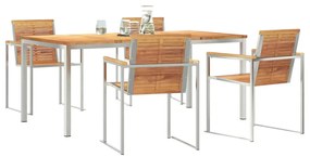 vidaXL Σέτ φαγητού για κήπο 5 pcs Καφέ Στερεό Ξύλο Τίκ