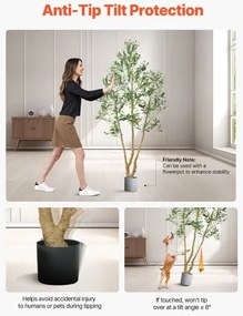 VEVOR 210cm Artificial Olive Tree Tall Fake Plant with Pot for Home Office