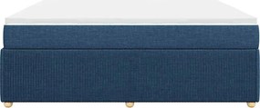 vidaXL Κρεβάτι Boxspring με Στρώμα Μπλε 200x200 εκ. Υφασμάτινο