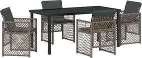 vidaXL Σέτ φαγητού για κήπο 5 pcs Γκρι συνθετικό ρατάν