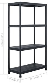 Ραφιέρα Μαύρη 100 κ. 60 x 30 x 138 εκ. Πλαστική 45673