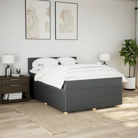 vidaXL Κρεβάτι Boxspring με Στρώμα Σκούρο Γκρι 160x200 εκ Υφασμάτινο