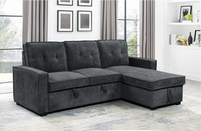 Tiago Γωνιακός καναπές κρεβάτι με αποθηκευτικό χώρο 222x150x94εκ. Γκρι σκούρο με αναστρέψιμη γωνία