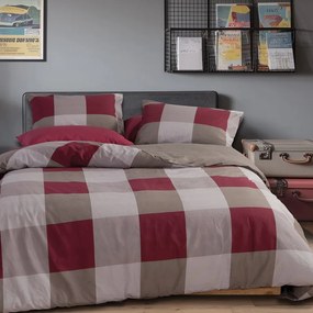 Σεντόνια Casual Check Με Λάστιχο (Σετ 4τμχ) Bordo Nef-Nef Homeware King Size 180x235cm 100% Βαμβάκι