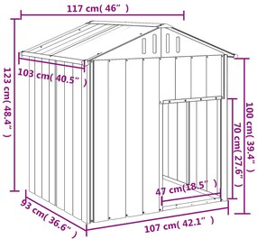 vidaXL Σπιτάκι Σκύλου με Οροφή Ανθρακί 117x103x123 εκ. Γαλβαν. Χάλυβας