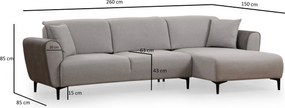 Corner Sofa-Bed Aren Right - Grey Grey