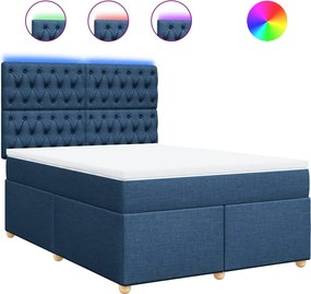 vidaXL Κρεβάτι Boxspring με Στρώμα Μπλε 160x200 εκ. Υφασμάτινο