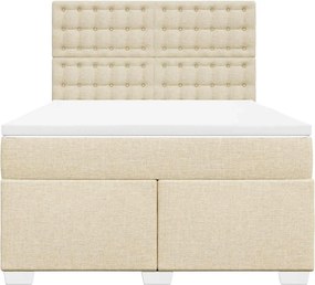 vidaXL Κρεβάτι Boxspring με Στρώμα Κρεμ 140x190 εκ. Υφασμάτινο