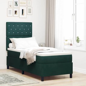 vidaXL Κρεβάτι με ελατήρια Σκούρο πράσινο 80 x 200 cm Βελούδο