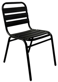 Καρέκλα Sussie pakoworld στοιβαζόμενη μαύρο μέταλλο με φέτες αλουμινίου 45x62x76εκ Model: 130-000057