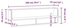 Ράφι Τοίχου με Μπάρα Μαύρο 100 x 25 x 30 εκ. - Μαύρο