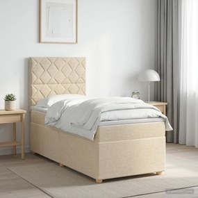 vidaXL Κρεβάτι box spring με στρώμα Κρεμ 80 x 200 cm Ύφασμα