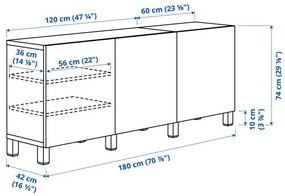 BESTÅ σύνθεση αποθήκευσης με πόρτες, 180x42x74 cm 991.397.34