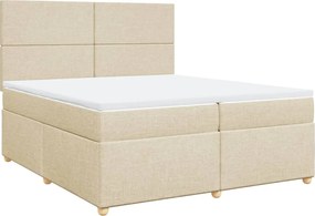 vidaXL Κρεβάτι Boxspring με Στρώμα Κρεμ 200x200 εκ. Υφασμάτινο