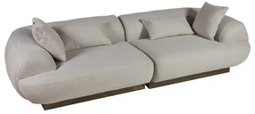 Artekko Ponpon Μπεζ Τριθέσιος Καναπές με Μπουκλέ Ύφασμα (250x100x65)cm Artekko 783-6400-D