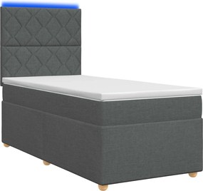 vidaXL Κρεβάτι box spring με στρώμα Σκούρο Γκρι 90 x 190 cm Ύφασμα